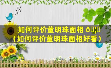 如何评价董明珠面相 🦟 （如何评价董明珠面相好看）